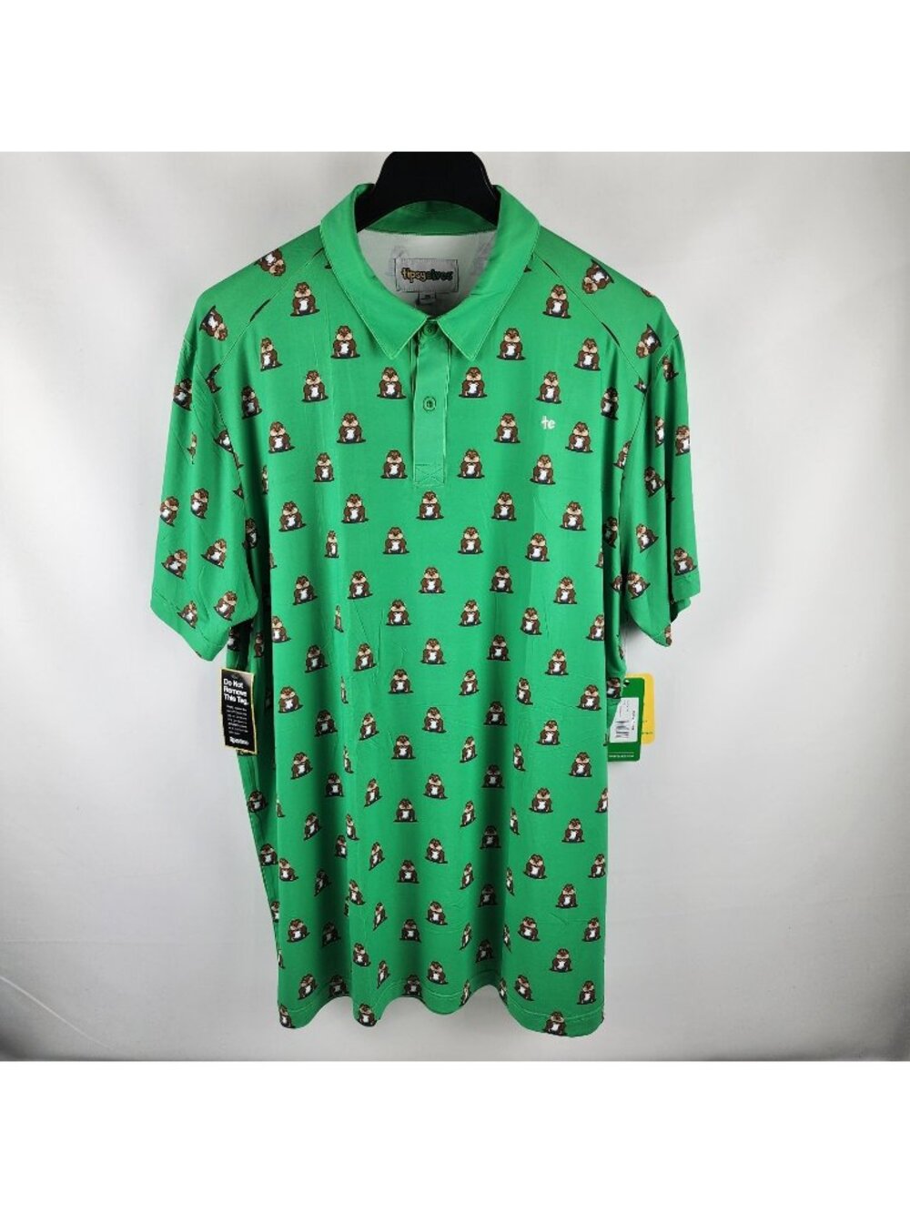 Tipsy Elves Shirt Men 3XL Multicolor Green Groundhog Golpher S/S Golf Polo NWT